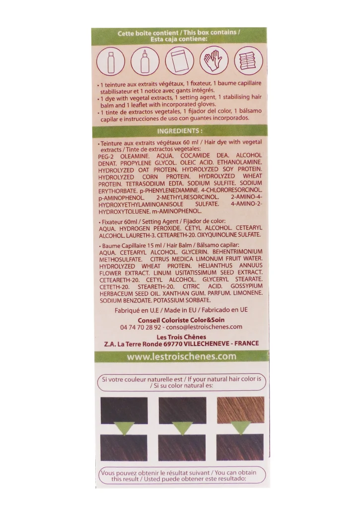 COLOR & SOIN COLORATION PERMANENTE 4G CHATAIN DORE 3 dos couleur