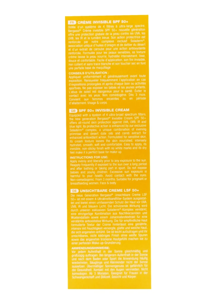 NOREVA BERGASOL CREME INVISIBLE SPF 50 + 50ML 5 dos creme invisible