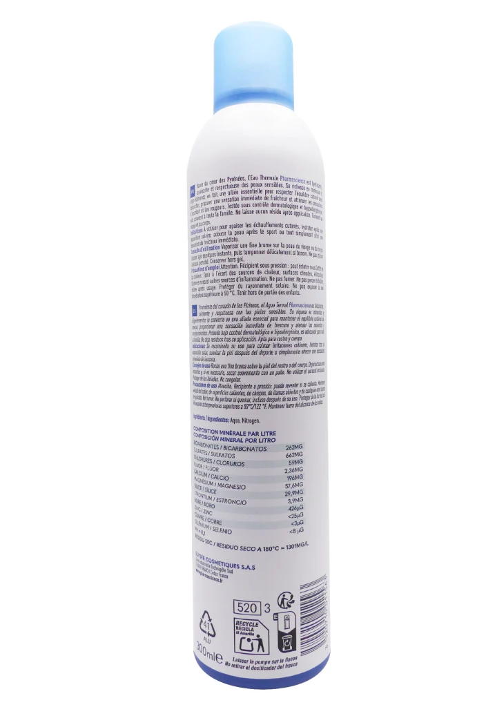 EAU THERMALE DES PYRENEES 300ML PHARMASCIENCE 3 dos eau thermale pharmascience