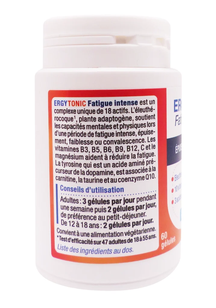ERGYTONIC FATIGUE INTENSE 60 GELULES NUTERGIA 3 dos ergytonic nutergia