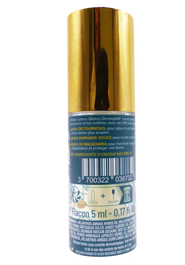 DERMOPHIL HUILE LEVRES GLOSSY FLACON 5ML 3 dos huile levre