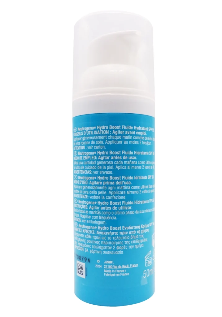 NEUTROGENA HYDRO BOOST HYDRATING FLUIDE SPF50, 50ML 4 dos hydroboost flacon