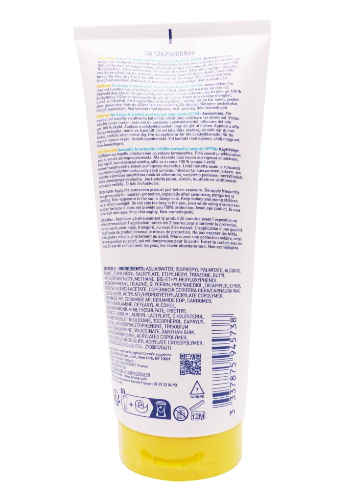 CERAVE LAIT SOLAIRE INVISIBLE HYDRATANT SPF50 177ML 3 dos lait solair svr