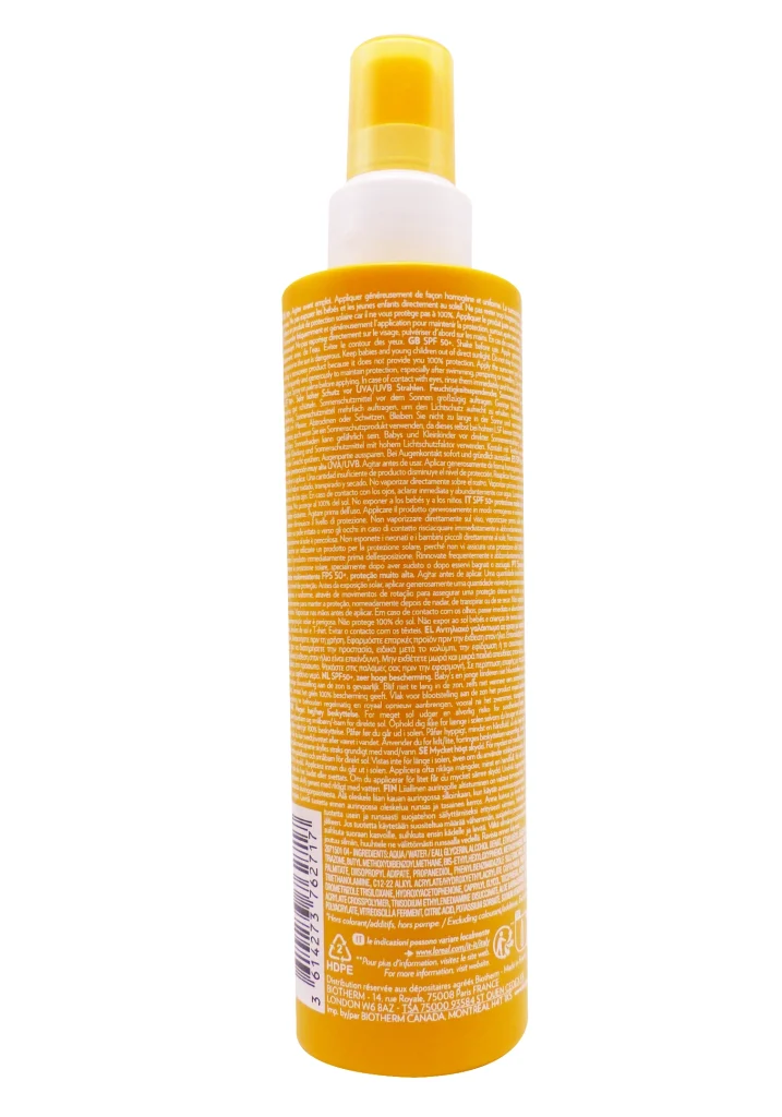 BIOTHERM WATERLOVER SPRAY SOLAIRE SPF50+ 200ML 3 dos lait solaire biotherm 1