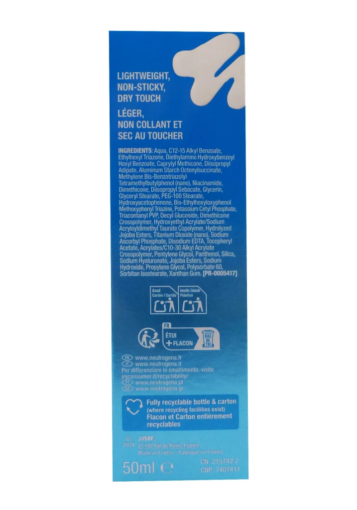NEUTROGENA HYDRO BOOST HYDRATING FLUIDE SPF50, 50ML 5 dos packaging
