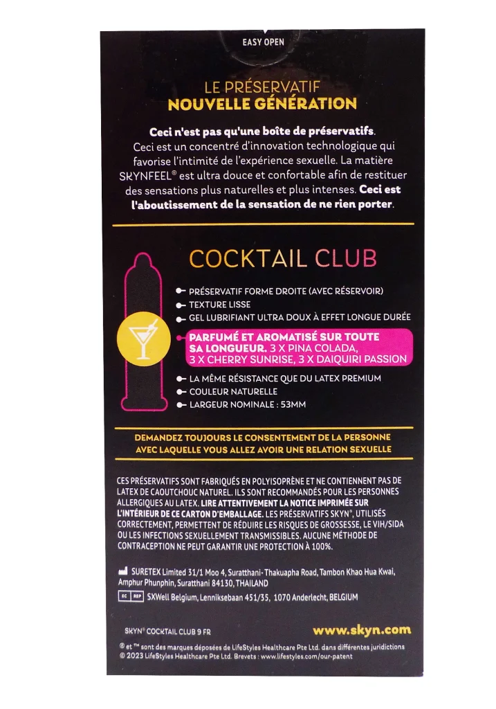 MANIX SKYN COCKTAIL CLUB 9 PRESERVATIFS 3 dos preservatif coktail club