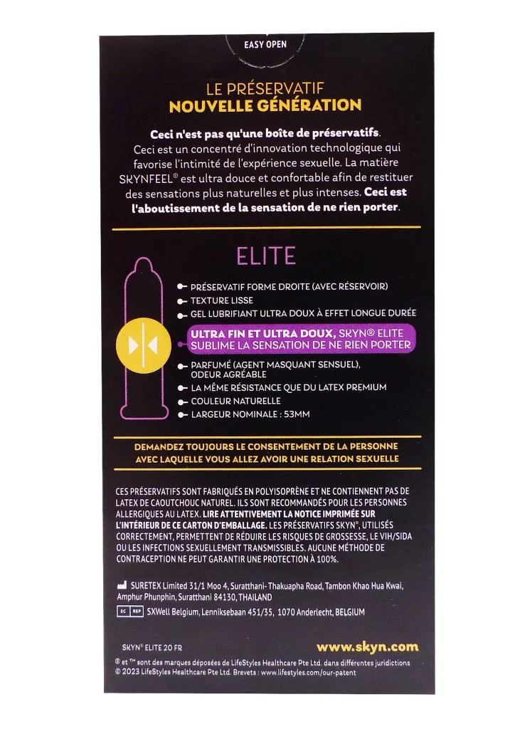 MANIX SKYN ELITE 20 PRESERVATIFS 3 dos preservatif elite
