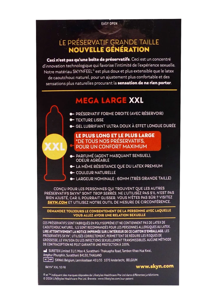 SKYN MEGA LARGE XXL 10 PRESERVATIFS 3 dos preservatifs