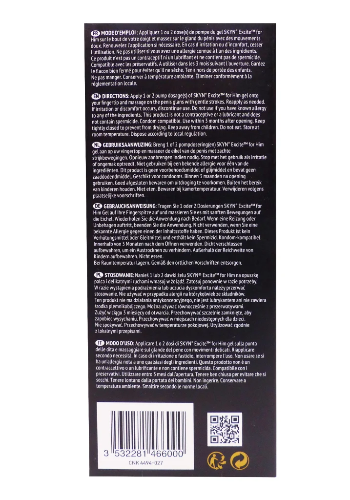 SKYN GEL EXCITE FOR HIM 15ML 3 dos preservatifs 1 1