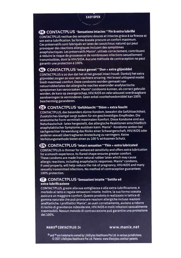 MANIX CONTACT PLUS 24 PRESERVATIFS 3 dos preservatifs 1