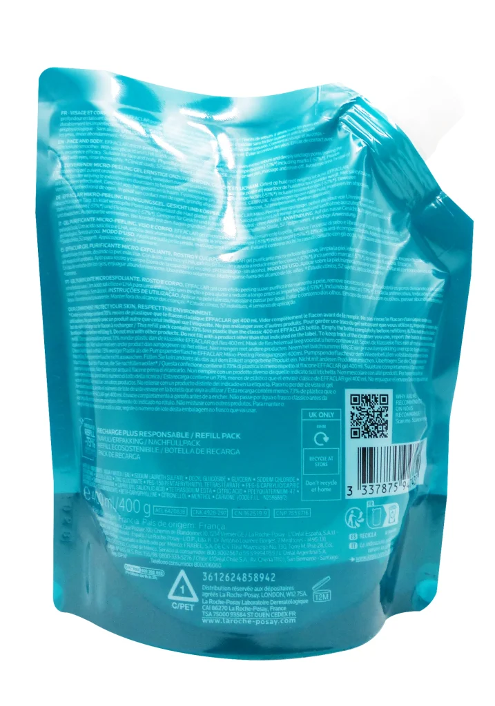 LA ROCHE POSAY EFFACLAR GEL MICRO PEELING 400ML ECO RECHARGE 3 dos recharge 400 ml lrp