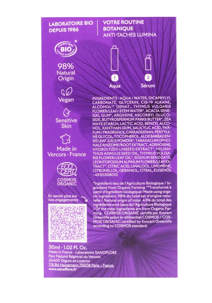 SANOFLORE LUMINA SERUM ECLAT ANTI-TACHE 30ML 5 dos serum sanoflore 1