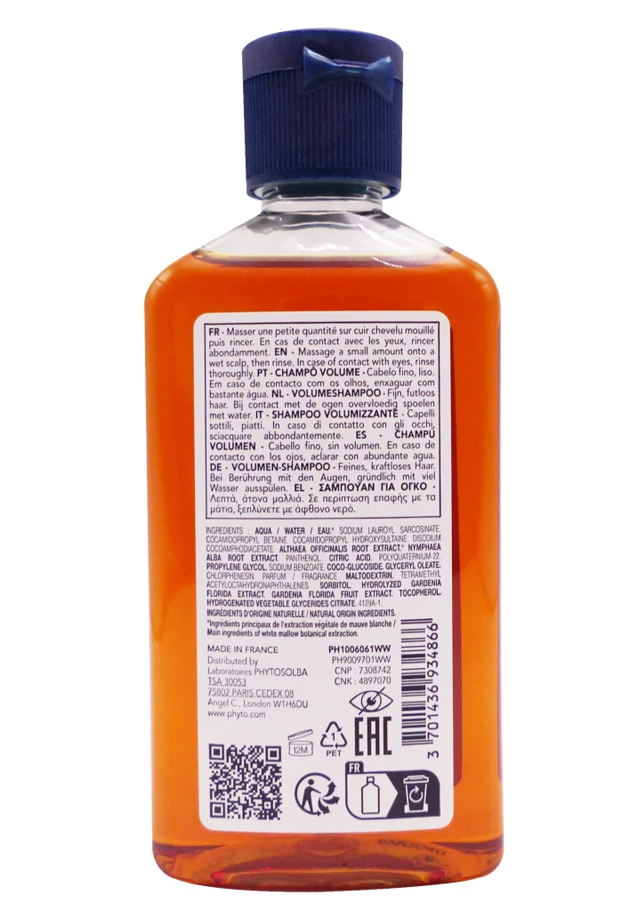 PHYTO SHAMPOOING VOLUMATEUR 100ML 3 dos shampooing volumateur