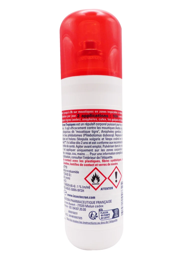 INSECT ECRAN TROPIQUES SPRAY 75ML 3 dos spray moustiques