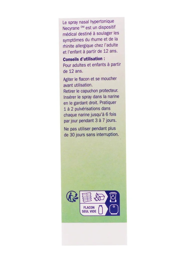 NECYRANE DM SPRAY NASAL HYPERTONIQUE 10ML 3 dos spray nasal hypertonique