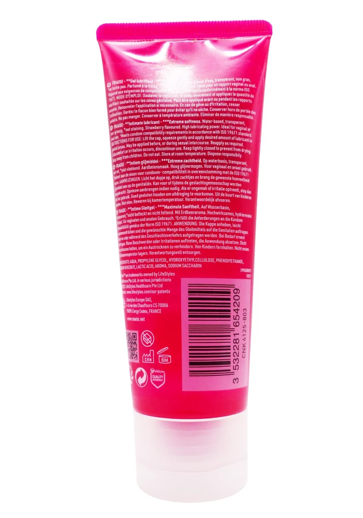 MANIX GEL LUBRIFIANT INTIME FRAISE 80ML 3 gel fraise dos