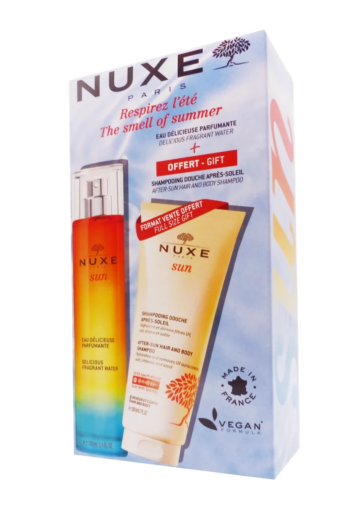 NUXE SUN EAU DELICIEYSE PARFUM 100ML ET SHAMPOOING DOUCHE APRES SOLEIL 200 ML OFFERT 2 nuxe coffret ete
