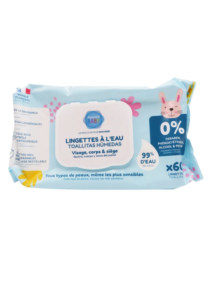 PHARMABABY LINGETTES BEBE A L'EAU 60 LINGETTES 2 pharmababy lingettes a leau