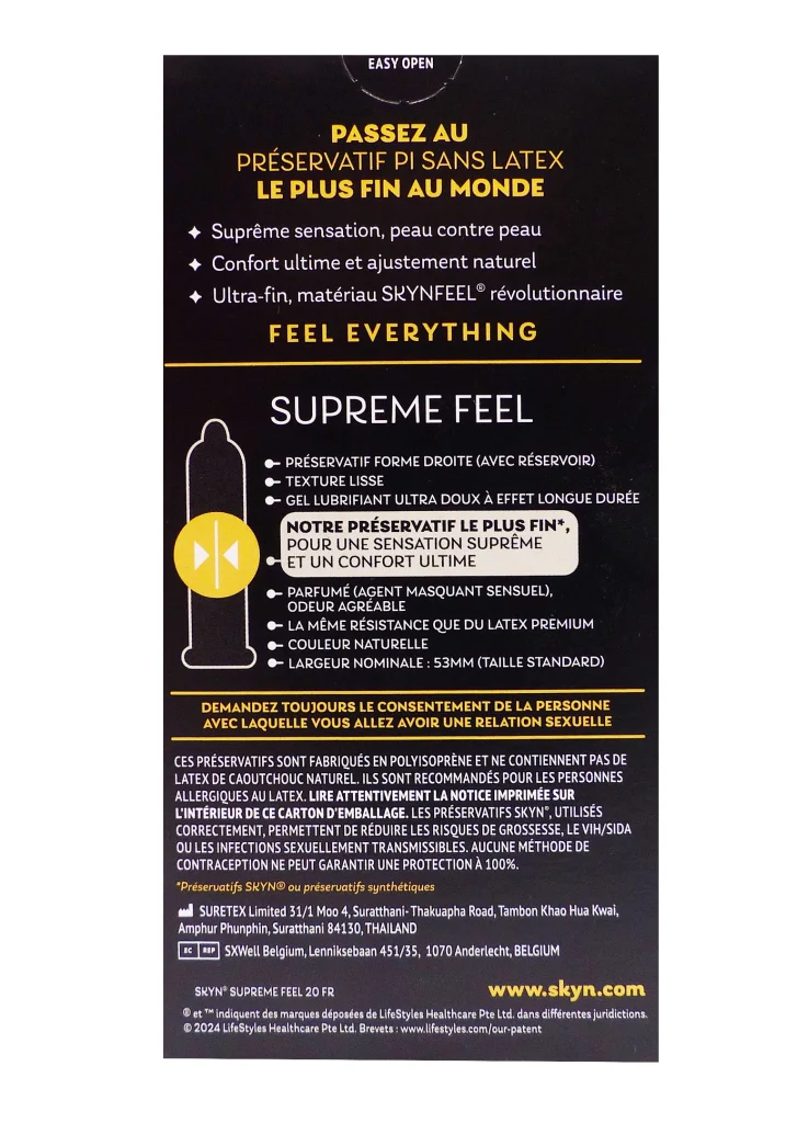 SKYN SUPREME FEEL 20 3 preservatifs dos