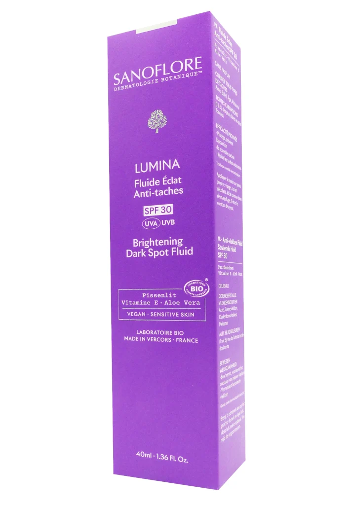 SANOFLORE LUMINA FLUIDE ECLAT ANTI-TACHES SPF30, 40ML 2 sanoflore lumina fluide eclat anti taches spf 30 40 ml
