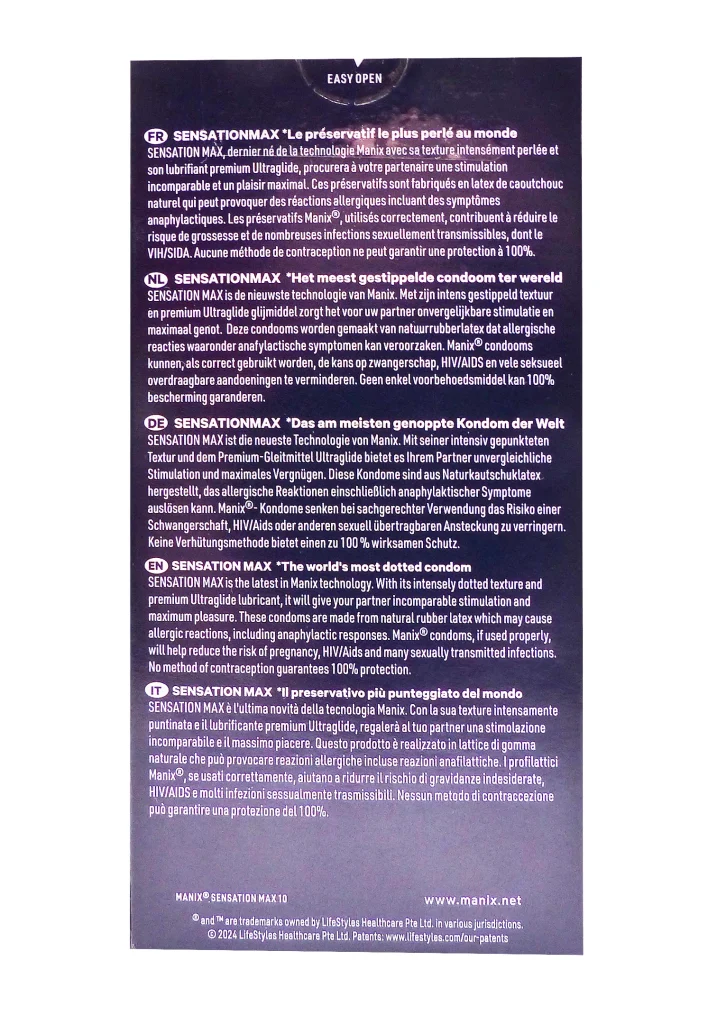 MANIX SENSATIONMAX 10 PRESERVATIFS 3 sensationmax dos