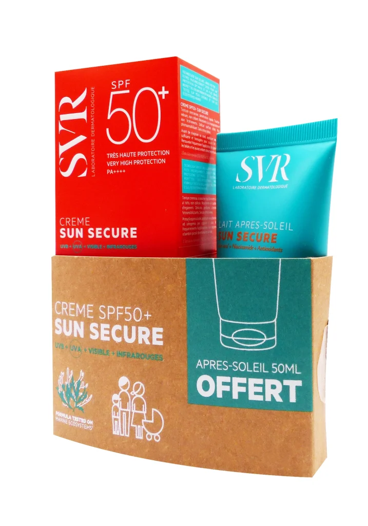 SVR SUN SECURE LOT CREME SPF 50, 50 ML LAIT APRES SOLAIRE 50 ML OFFERT 2 svr spf 50 lot