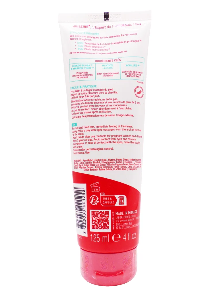 AKILEINE GEL FRAICHEUR VIVE 125 ML 3 akileine dos