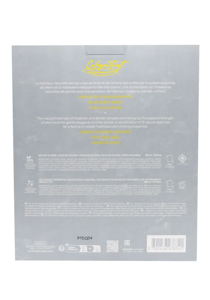 ROGER & GALLET COFFRET COLOGNE TWIST GEL DOUCHE 3 cologne twist dos 2
