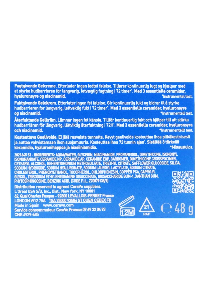 CERAVE HYDRATANT AQUA-GEL 72H 48ML 5 dos cerave