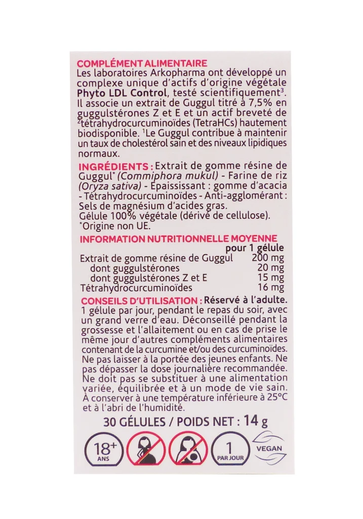 ARKOGELULES COMPLEXE PHYTO LDL CONTROL 30 GELULES 3 dos complements alimentaires 30 gelules