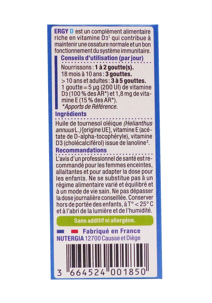 ERGY D FLACON 15ML 5 dos ergy d