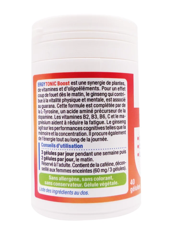 ERGYTONIC BOOST 40 GELULES 3 dos ergytonic boost
