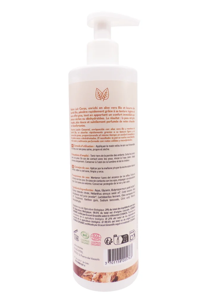 LAIT CORPS HYDRATANT KARITE 400ML 3 dos lait corps