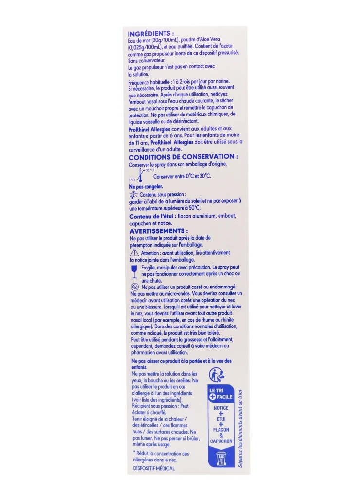 PRORHINEL SPRAY ALLERGIE 100ML 5 dos lavage de nez