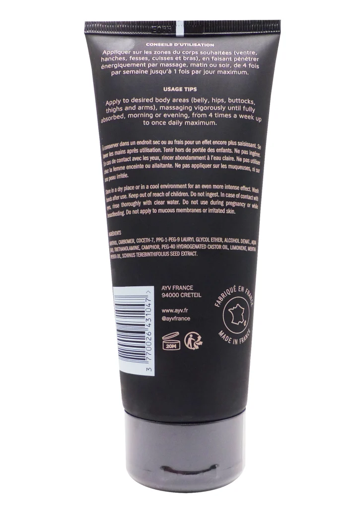 AYV CRYO SCULPT GEL MULTI REDUCTEUR 200 ML 3 dos produit marron