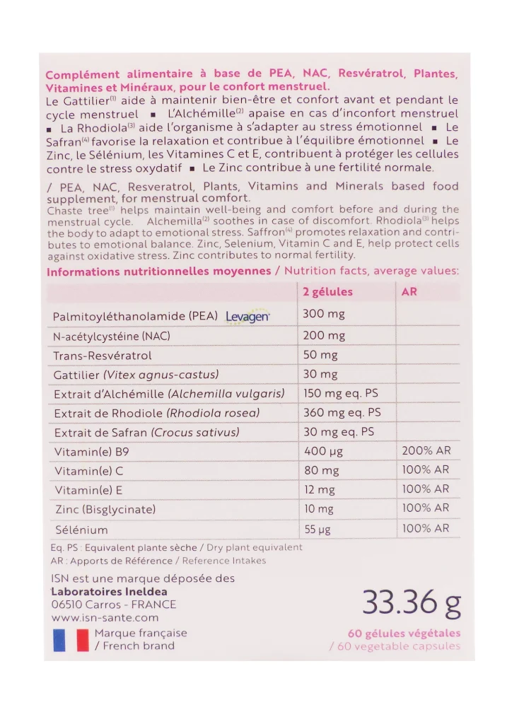 ENDOMELIA CONFORT MENSTRUEL 60 GELULES 3 endomelia dos
