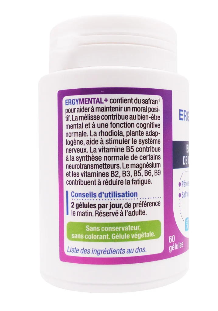 ERGYMENTAL+ 60 GELULES 3 ergymental dos