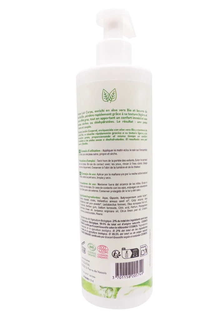 LAIT CORPS HYDRATANT ALOE VERA 400ML 3 lait corps dos