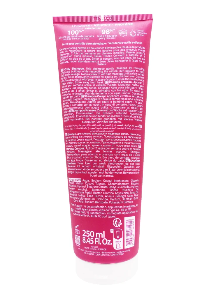 LUXEOL SHAMPOOING FRISES CREPUS 250ML 3 luxeol dos