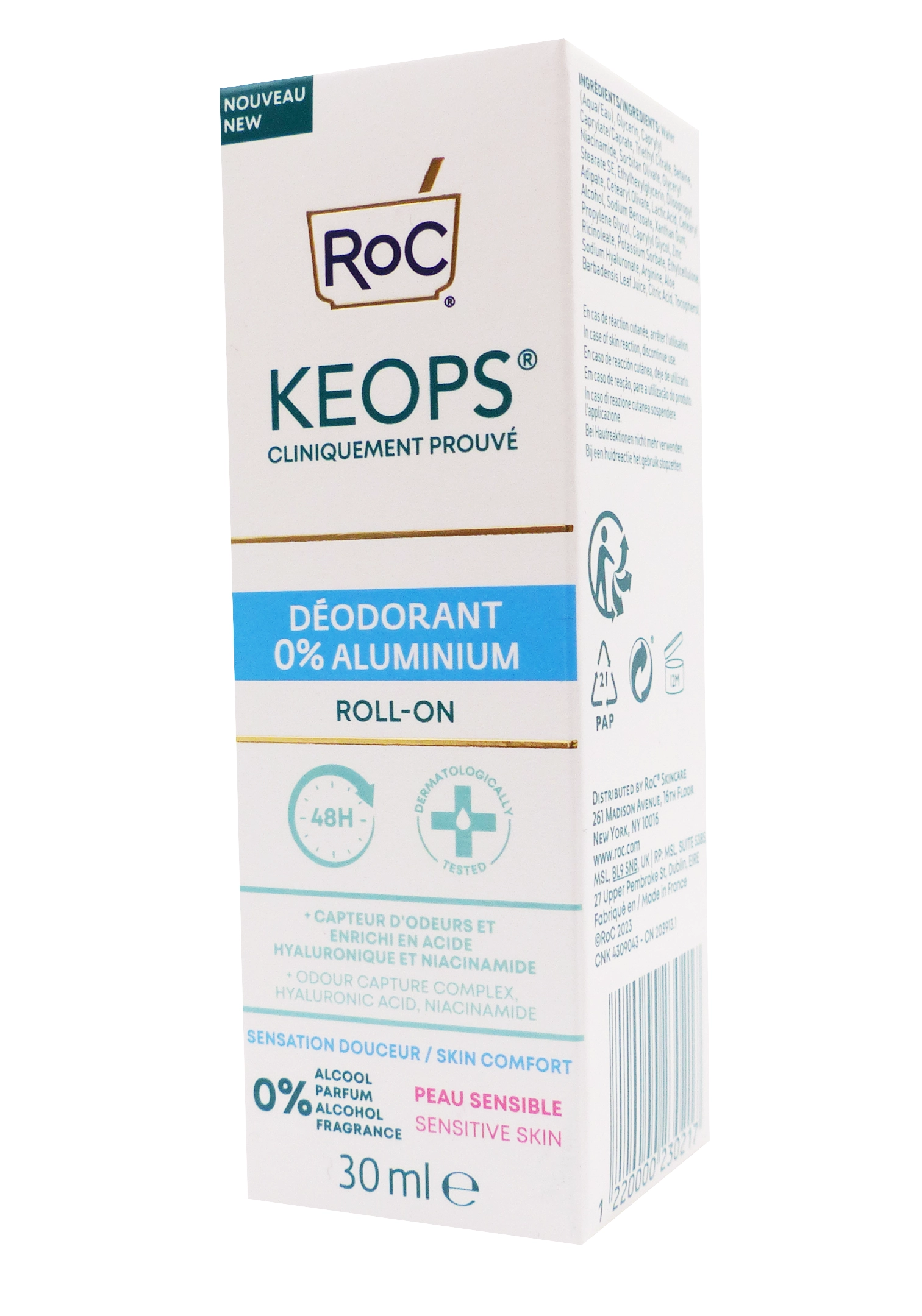 KEOPS DEO ROLL-ON PEAUX SENSIBLE 0% ALUMINIUM 30ML 1 roc kéops déodorant 30 ml