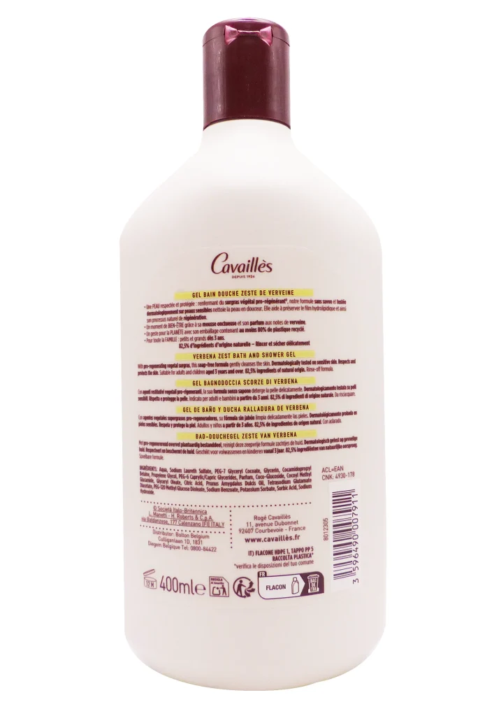 ROGE CAVAILLES GEL BAIN DOUCHE ZESTE VERVEINE 400ML 3 cavailles dos