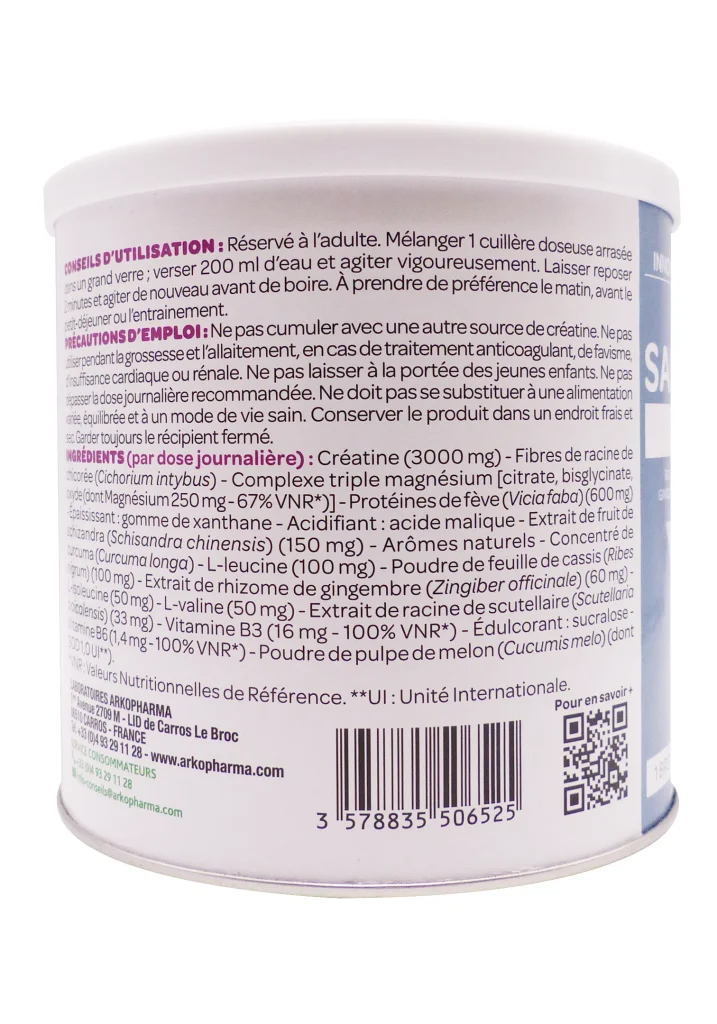 ARKOPHARMA SANTE LONGEVITE MUSCULAIRE POIDS NET 285G 3 dos arko