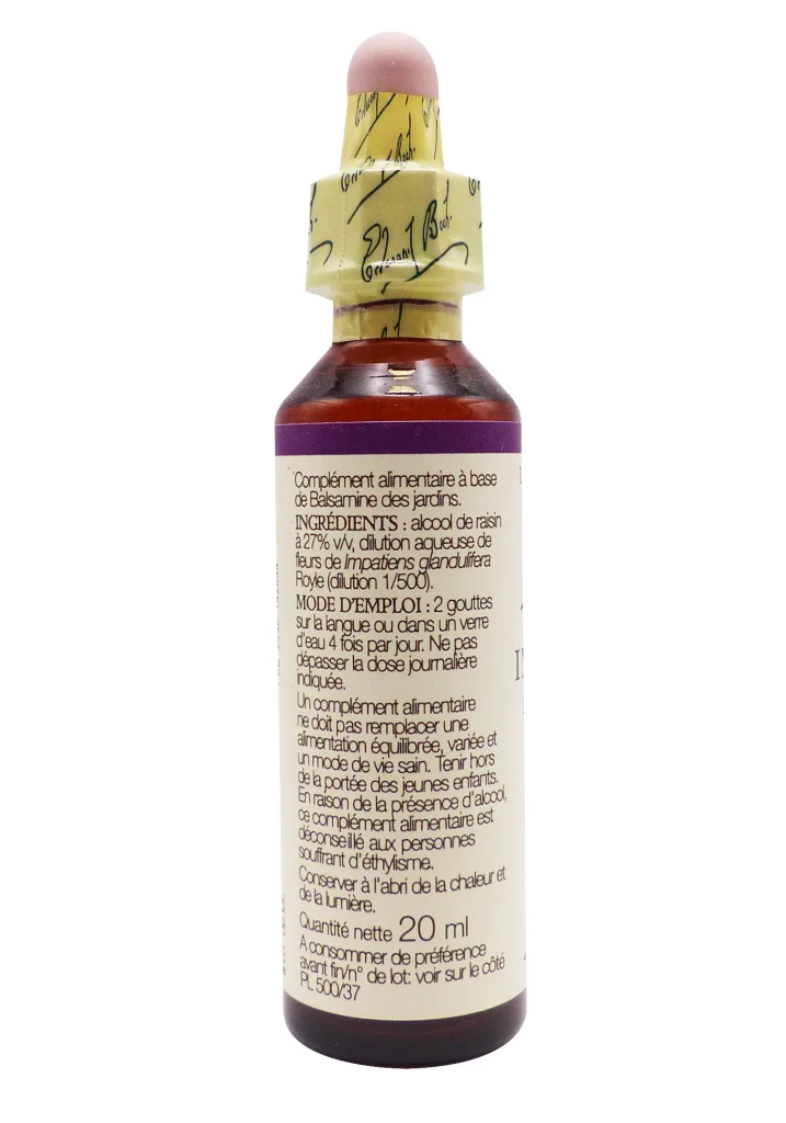 FLEURS BACH IMPATIENS FLACON COMPTE GOUTTES 20ML 3 dos bach 2