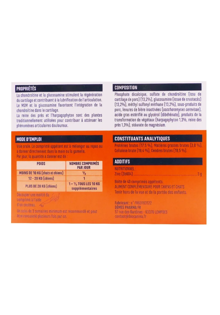 BIOCANINA ARTHROPLUS 40 COMPRIMES 3 dos chondroitine
