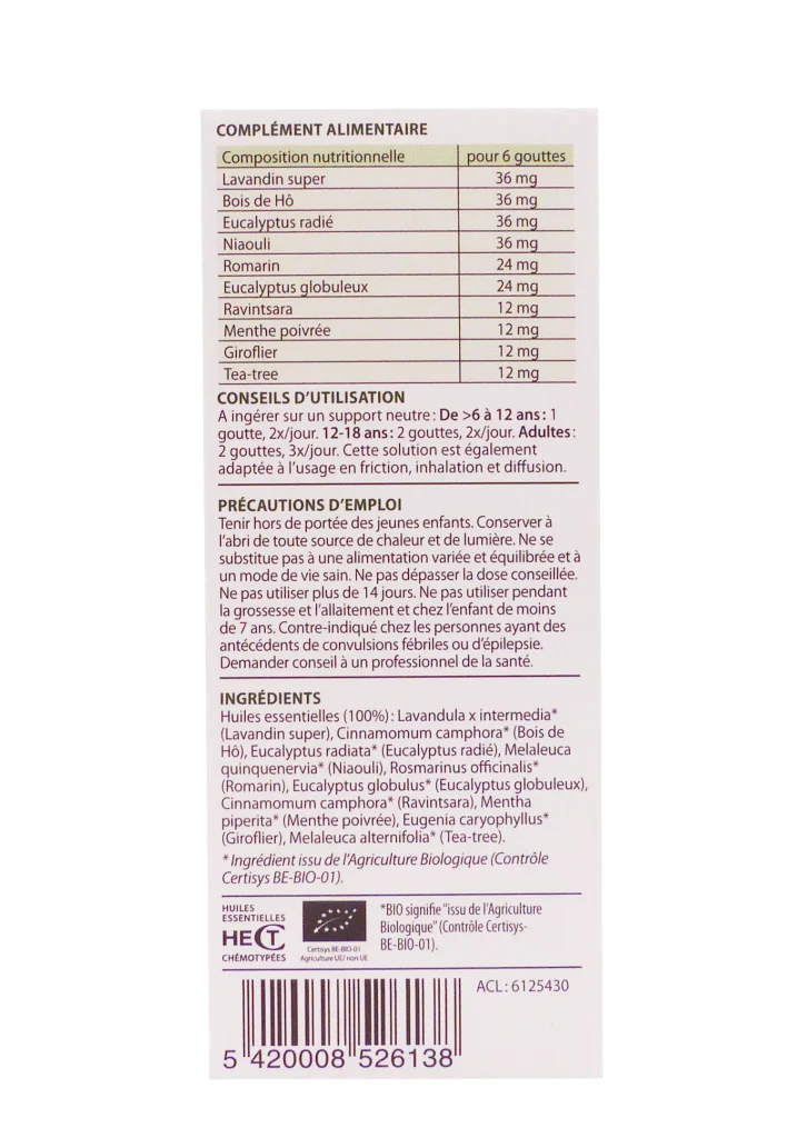 PRANAROM AROMAFORCE SOLUTION DEFENSE NATURELLES BIO 5ML 3 dos comple