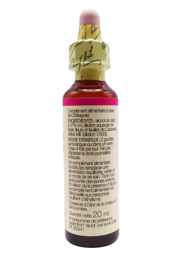 FLEURS BACH SWEET CHESTNUT FLACON COMPTE GOUTTE 20ML 3 dos fleur de bach 1