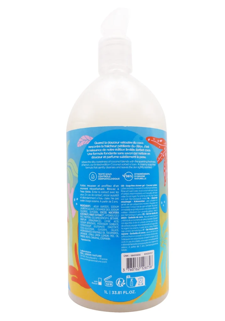 MKL GEL DOUCHE SORBET COCO 1L 3 dos gel douche blanc