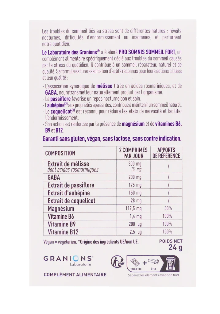 GRANIONS SOMDOR FORT 30 COMPRIMES 3 dos granions sommeil fort