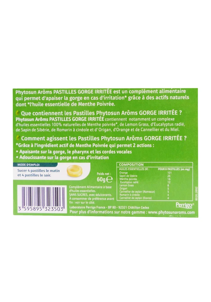 PHYTOSUN AROMS 30 GOMMES ORANGE/EUCALYPTUS GORGE SENSIBLE 3 dos phytosun aroms pastilles