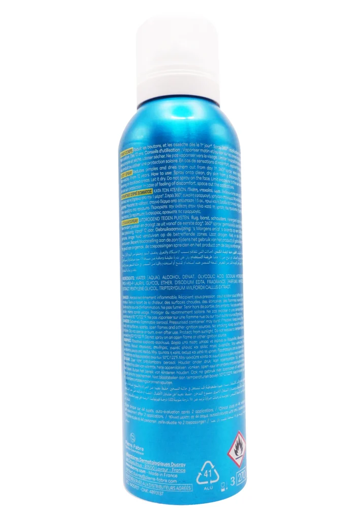 KERACNYL SPRAY CORPS ASSECHANT ANTI-BOUTONS 150 ML 3 dos produit bleu